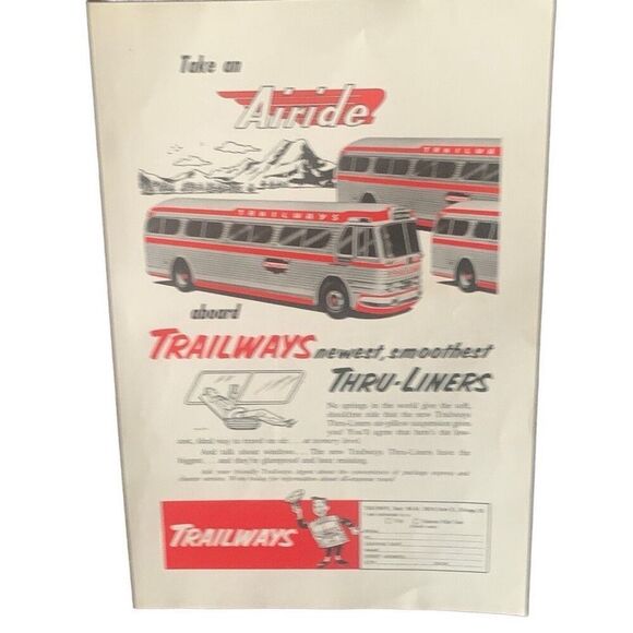 Vintage 1954 Trailways Take An Airide Ad Advertisement - Picture 2 of 4